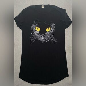 Rel-E-Vant Products Black Cat Yellow Eyes Night Gown Cotton Vintage 90's